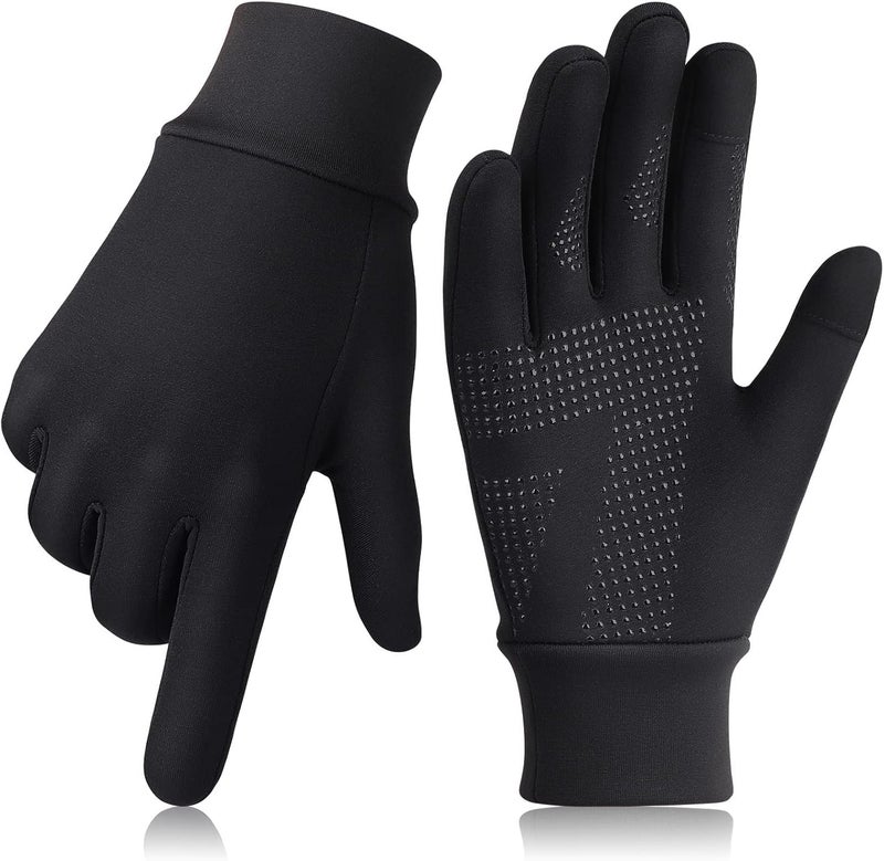 GXCROR Running Gloves Touchscreen Anti-Slip Gloves Lightweight Fleece Sports Gloves Warm Windproof Winter Glove Liner for Men and Women Outdoor - Image 1